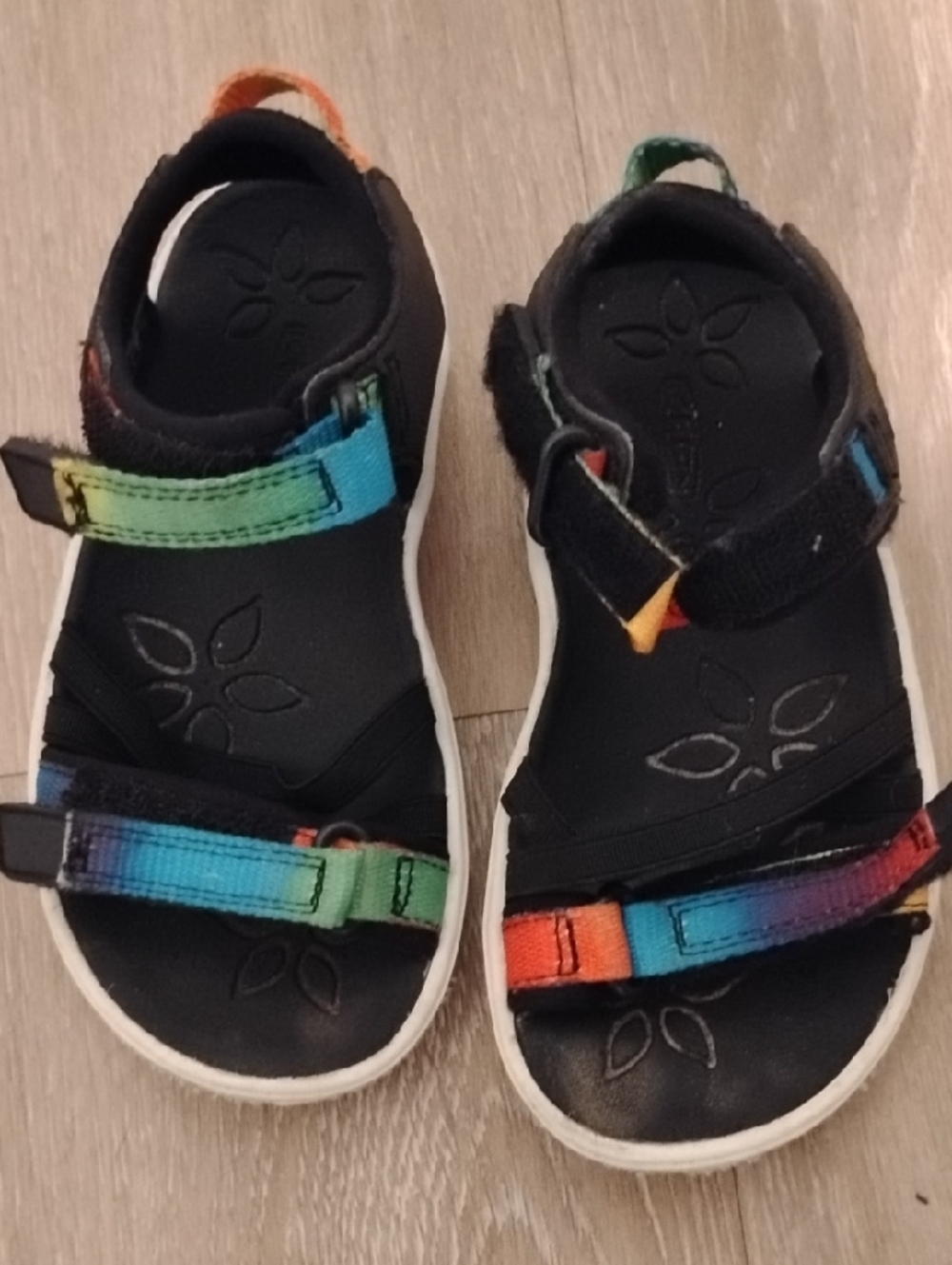 Keen Kids Black Sandals with Rainbow Straps - Picture 2 of 10